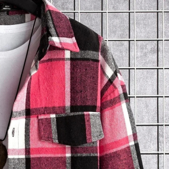 Pink And White Mens Overcoat - Picture 5 of 7